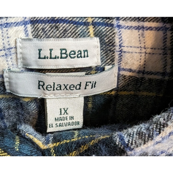VTG Womens LL Bean Navy Scotch Plaid Flannel Relaxed Fit Button Up Shirt 1X - Picture 5 of 6